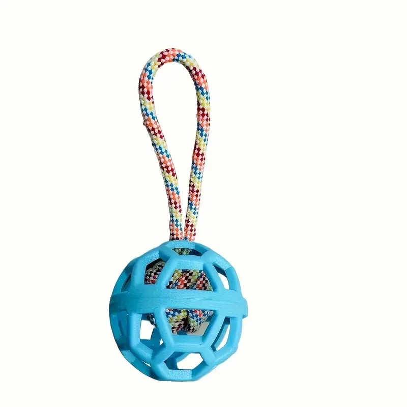 Διαδραστικό παιχνίδι για σκύλους "Chew Toy" με ανθεκτική μπάλα από καουτσούκ και πλεκτό σχοινί για χερούλι